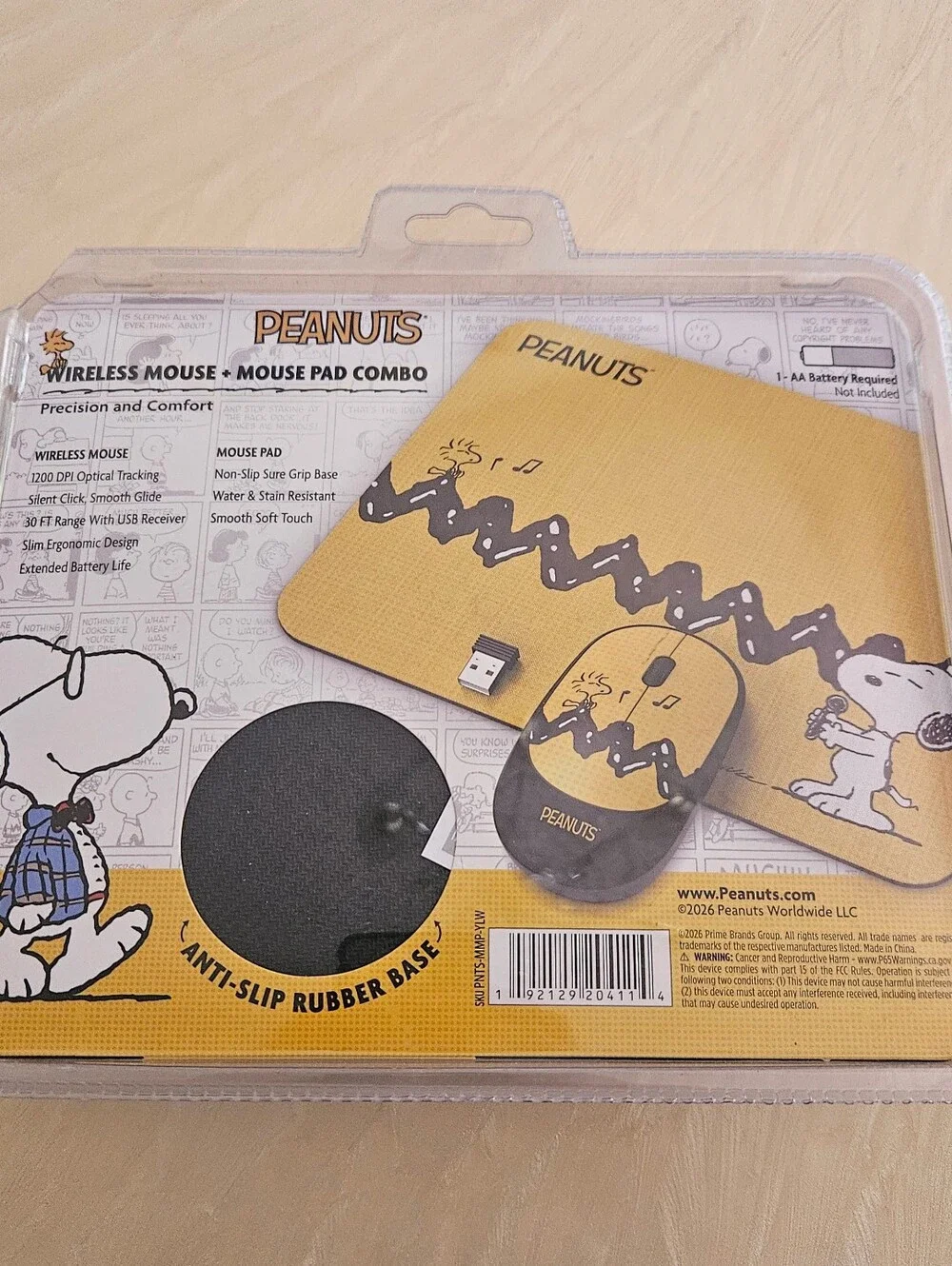 Peanuts Snoopy Wireless Mouse & Mouse Pad combo - Brand New Sealed